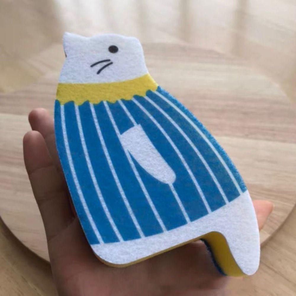 2pcs Delicate Sponge Cat Dish Sponge Non-Scratch Dishwashing Cloth  Bathroom