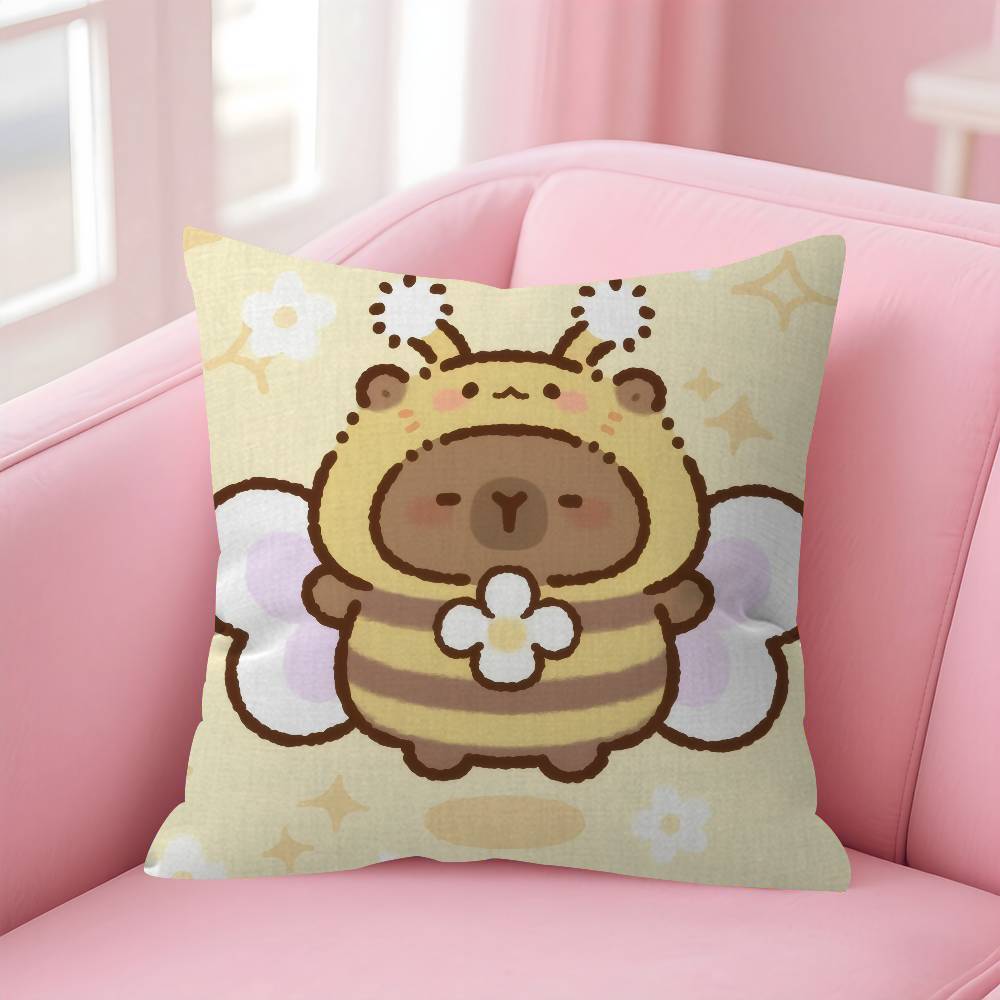 Anime CCapybara Cartoon Cute Pillow Cushion Cover Pillowcase Living Room Sofa Home Decor Customized