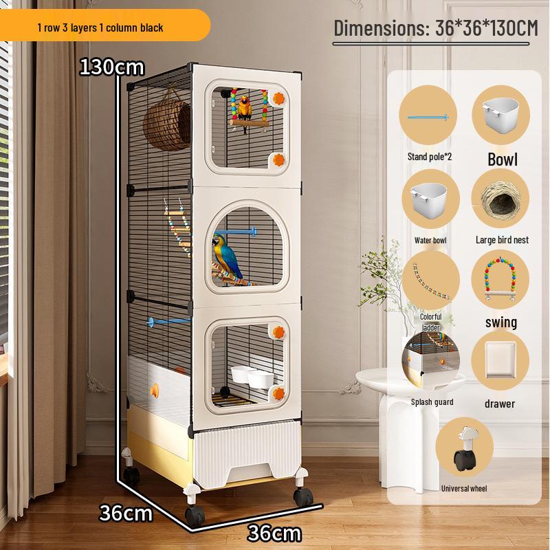 Hao Lei De Zhu Large Anti-Splash Parrot Cage for Cockatiel, Budgie, Lovebird, Sun Conure