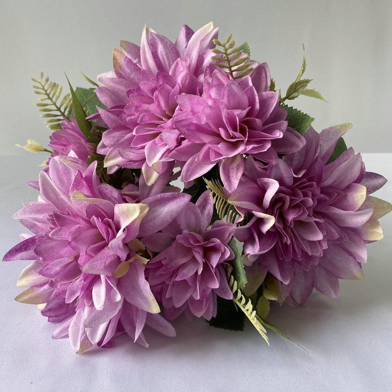 Oil Painting Dahlia Artificial Flower Wedding Decor With Silk Fabric For Photography And Home Display