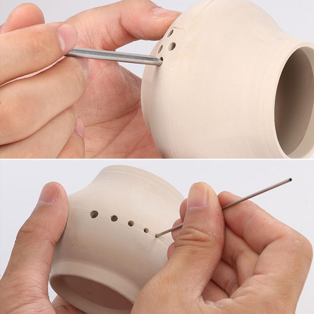 6 Stück/Set Locher aus Edelstahl für Töpferton Löcher Bohren Skulptur Schnitzen Schneiden Lochen Werkzeuge Topf Vase Modellierwerkzeug
