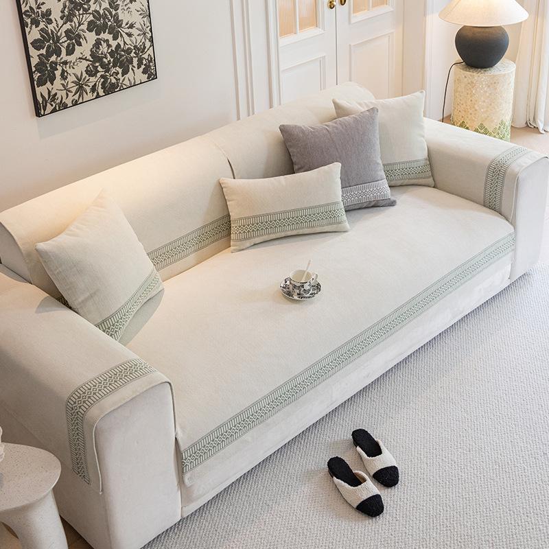 Solid Color Chenille Non-Slip Cat-Resistant Sofa Cushion, Modern Minimalist Style for Living Room and Bedroom Decor