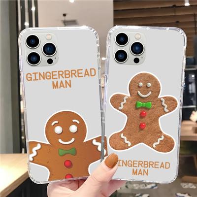 Cute Gingerbread Man Phone Case For iPhone 15 12 Mini 13 14 Pro XS Max X 11pro Max SE XR Transparent Shell