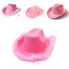 Rosa Stoff-Cowboyhut mit Sternverzierungen und leuchtender Krone für Partykleidung und Geschenke