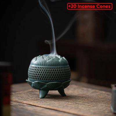 Ceramiczny Podgrzewacz do Kadzidła Lotus, Do Użytku Domowego z Drzewa Sandałowego, Kreatywne Podgrzewacze do Aromaterapii, Dekoracja Biurka do Herbaciarni i Sali do Jogi