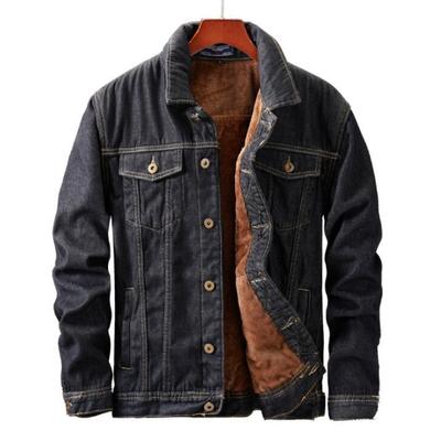 Zimní pánská bunda a kabát Teplá fleecová džínová bunda Móda Pánské Jean Bundy Outwear Muž Kovboj