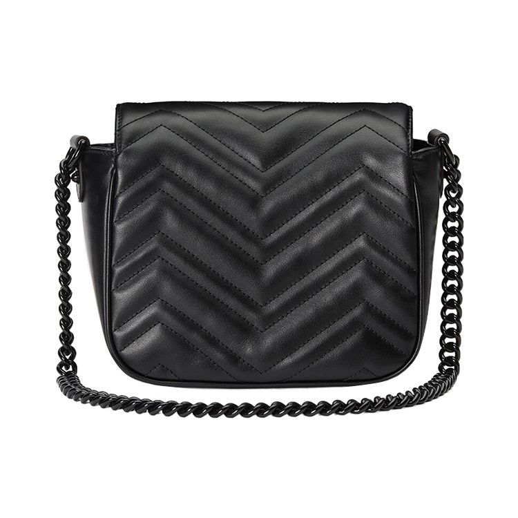 Gucci GG Marmont Series Double G Logo Quilted Chain Leather Mini Shoulder Bag Women Shoulder Bag Black 739681-AABS1-1000