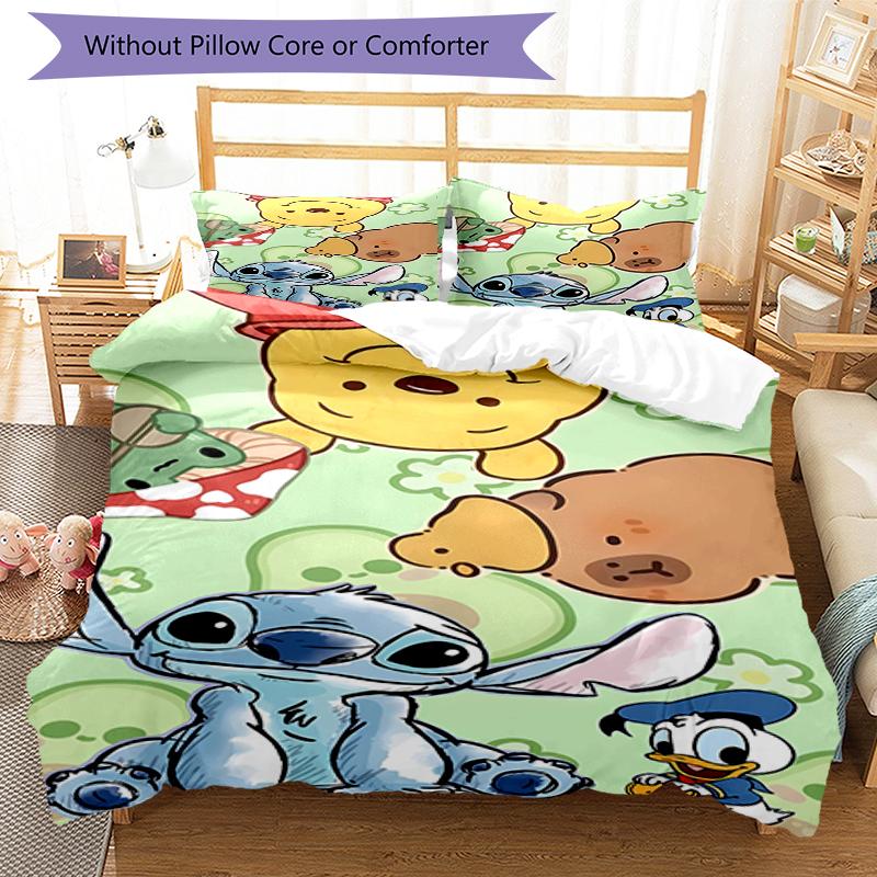 3pcs Stitch Bedding Set Duvet Cover Closure Includes 1 Duvet Cover & 2 Pillowcases, Soft and Comfortable for All Seasons.