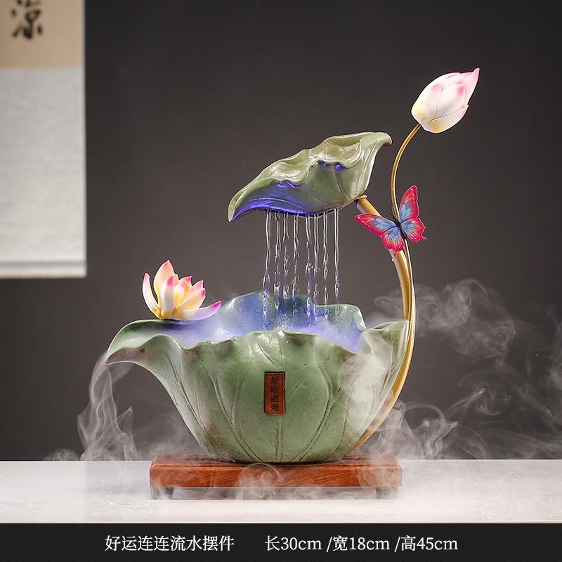 New Chinese Style Fortune Water Circulating Water Living Room Office Desktop Decoration Atomized Gift Home Decoration