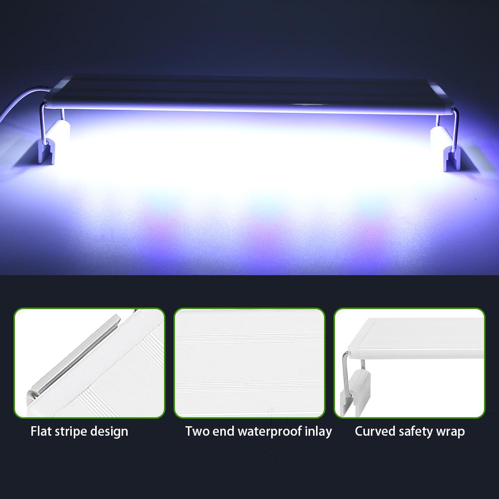 Aquarium Lamp Bracket Water Plants Thin High Brightness Fish LED Light (Blue and white XY-20K)