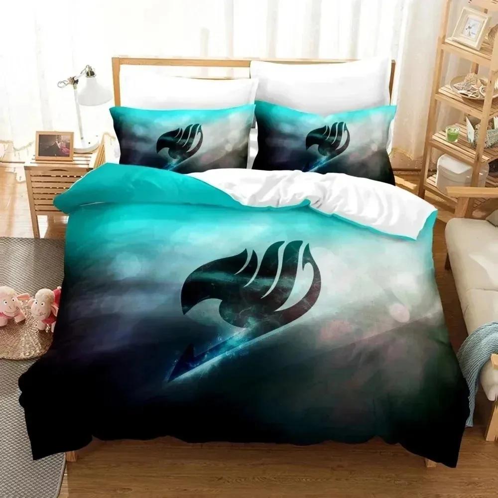 Anime 3D Printed Fairy Tail Bedding Set Duvet Cover Pillowcase Boys Girls Single Twin Full Queen King Size Adult Bedding gift