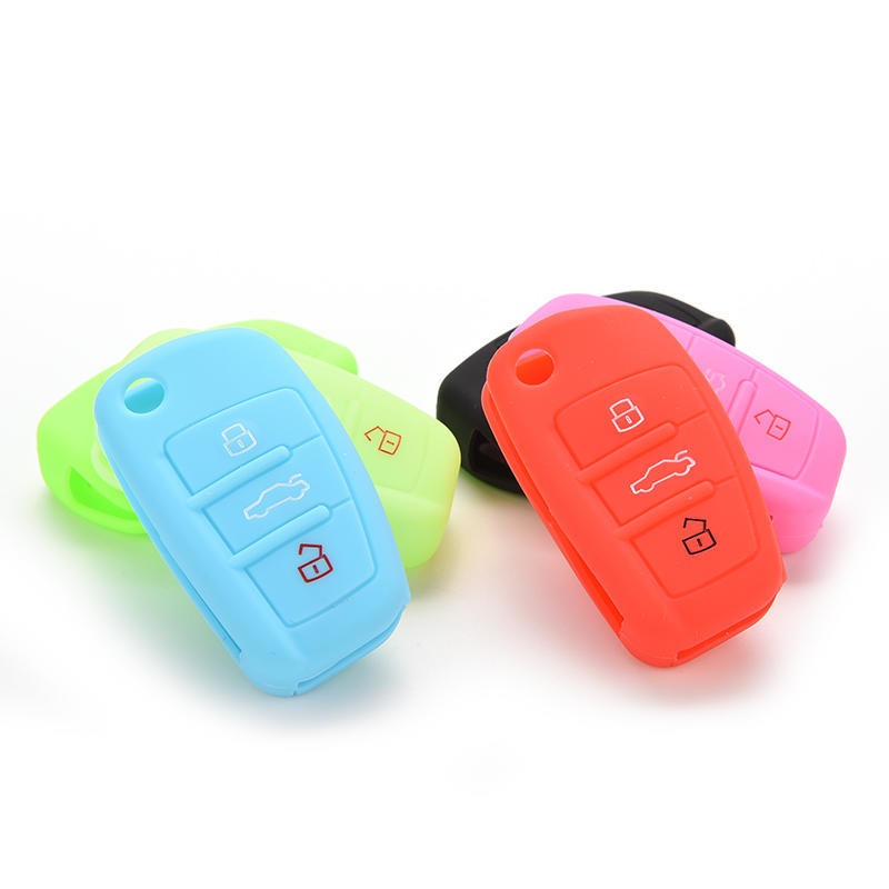FIT FOR AUDI A2 A3 A4 A6 TT Q7 R8 SILICONE FLIP KEY REMOTE HOLDER CASE COVER SP