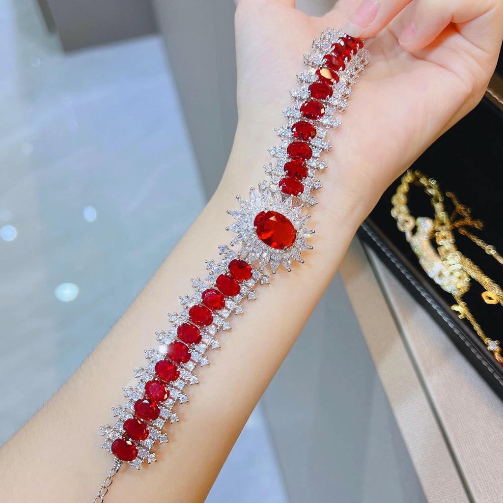 BELLA BOX High Luxury Heavy Industry Design Full Drill Chinese Red Ruby Necklace Suitable For Women's Wedding Party High-end Jewelry