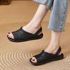 Black casual sandals women's 2025 new summer wear comfortable daily versatile open-toed square-headed Roman sandals