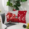 GEEORY Valentines Day Pillow Covers 18x18 Set of 4 Valentines Day Decor Polka Dot Red Love Heart Truck Hello Valentine Pillows Decorative Throw