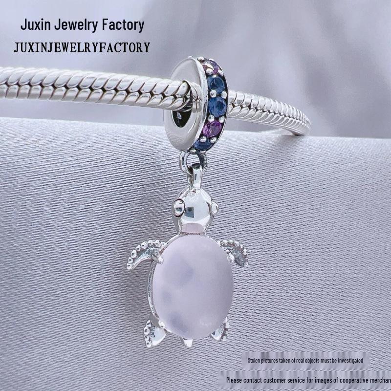 

Panjia 925 Стерлинговое серебро Муранское стекло Розовый кулон в виде морской черепахи для женщин