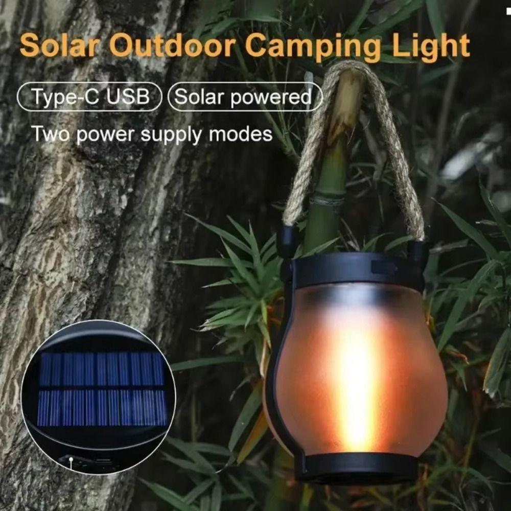 Flame Lights Camping Light USB Rechargeable Hanging Lantern Solar Powered Outdoor Lights  Camping