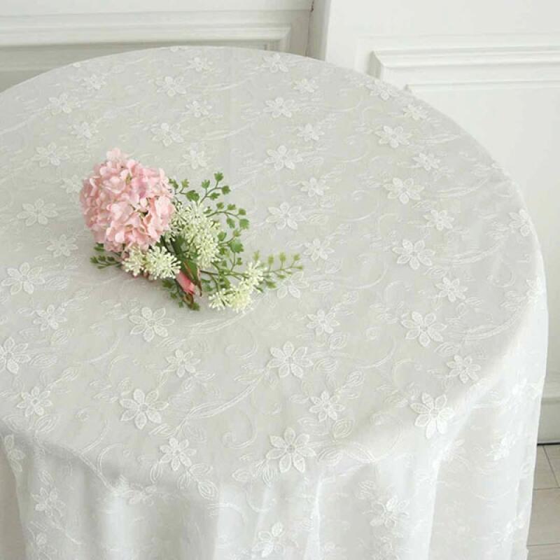 

Sharon Lace Round Tablecloth 135cm (Including Lining) white