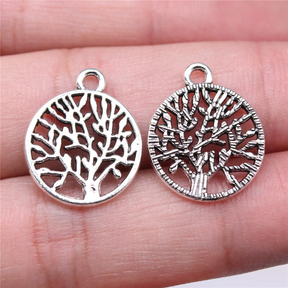 20pcs Charms Tree Antique Silver Color Lucky Tree Pendant Charms Life Tree Charms For Jewelry Making