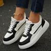 Fashion Black White Chunky Platform Sneakers Women Spring Autumn Lace Up Thick Bottom Vulcanizd Shoes Woman Pu Leather Sports Sneakers