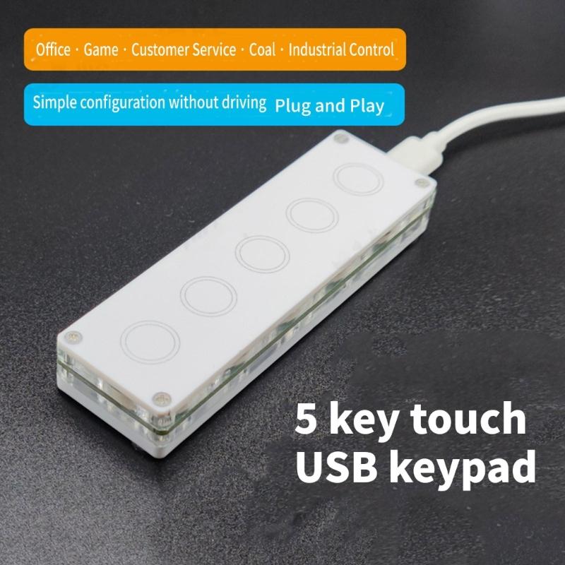 5-Key Mini Keyboard Programmable Macro Keyboard Touchable Multimedia Control Mechanical Keyboard Easy QWASD