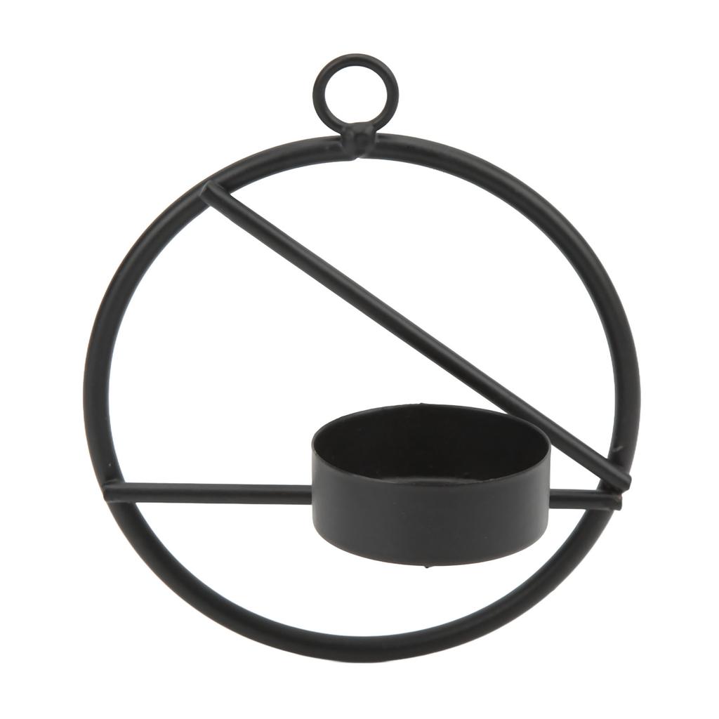 Candle Holder Black Modern Minimalist Metal Round Wall Hanging Candle Holder Wall Decoration Gift