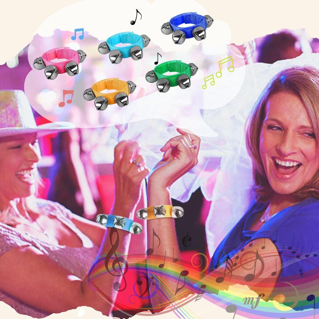 EU SOU Wrist Bell Ring Bell Bell Wrist Musical Instrument 12 Colors Handbell Percussion Instrument Karaoke Party Recital Handbell Percussion of (Set