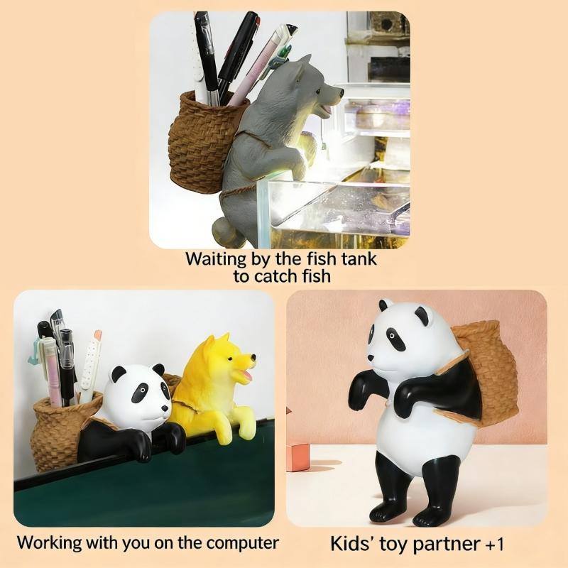 Resin Animal Statue Aquarium Accessories Fish Tanks Decorations Home Decors Hanging Cats Figurines with Storage Basket
