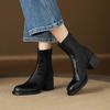 Krazing Po Microfiber Winter Round Toe Size 33 Western Boots Size 43 Zipper Thick High Heels Pleated Decoration Ankle Boots