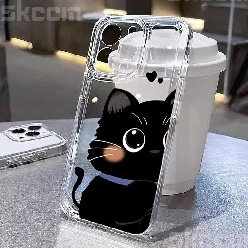 Cartoon Animal Cute Cat Soft Clear Phone Case For iPhone 15 Cases iPhone 16 14 13 12 11 Pro Max Mini XS XR X 7 8 Plus Cover