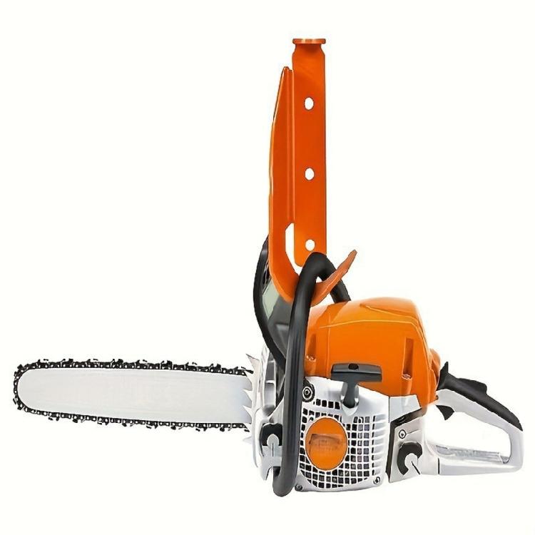 Wall Storage Bracket for Chainsaw Use, Orange Steel Hanger with Upper Lip for Garage, Shed, Workshop, and Tool Room Daily Storage Use