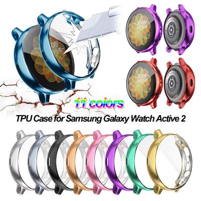 40mm 44mm Cubierta Completa Galvanizada Para Samsung Galaxy Watch Active 2 Caja de Reloj TPU Protector de Pantalla