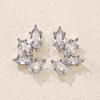 ZAKOL Luxury Leaf Marquise Zircon Bridal Earrings for Women White Shiny Crystal Elegant Wedding Party Zircon