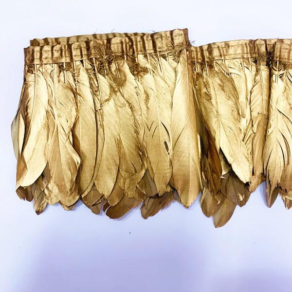 Goldener Gänsefeder Stoffkantenstreifen für Röcke – 2 Meter, Ideal für Feder-Requisiten & Bekleidungsaccessoires