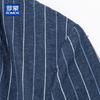 ROMON Men's Spring Autumn Linen Blend Slim Fit Striped Blazer