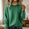 Damen Pullover Kapuzenpullover Verstellbarer Kordelzug Langarm Stricktops Lockere Passform Einfarbig Pullover Tops Strickwaren Alltagskleidung