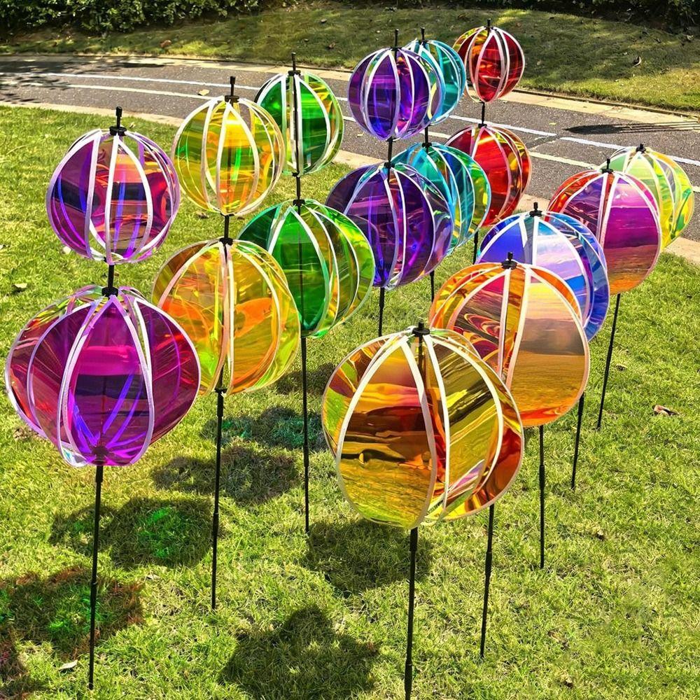 Rainbow Effect Windmill Glitter Stripe Reflective Pinwheels Rainbow Wind  Kindergarten Outdoor