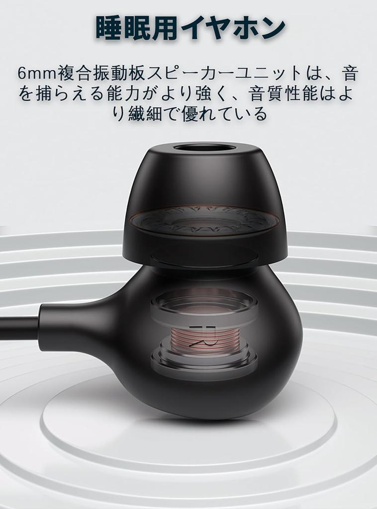 Wired Sleep Earphones, In-Ear Type [Enhanced Sound Quality], for Sleeping While You Sleep. Made with unique soft silicone for ultra-comfortable