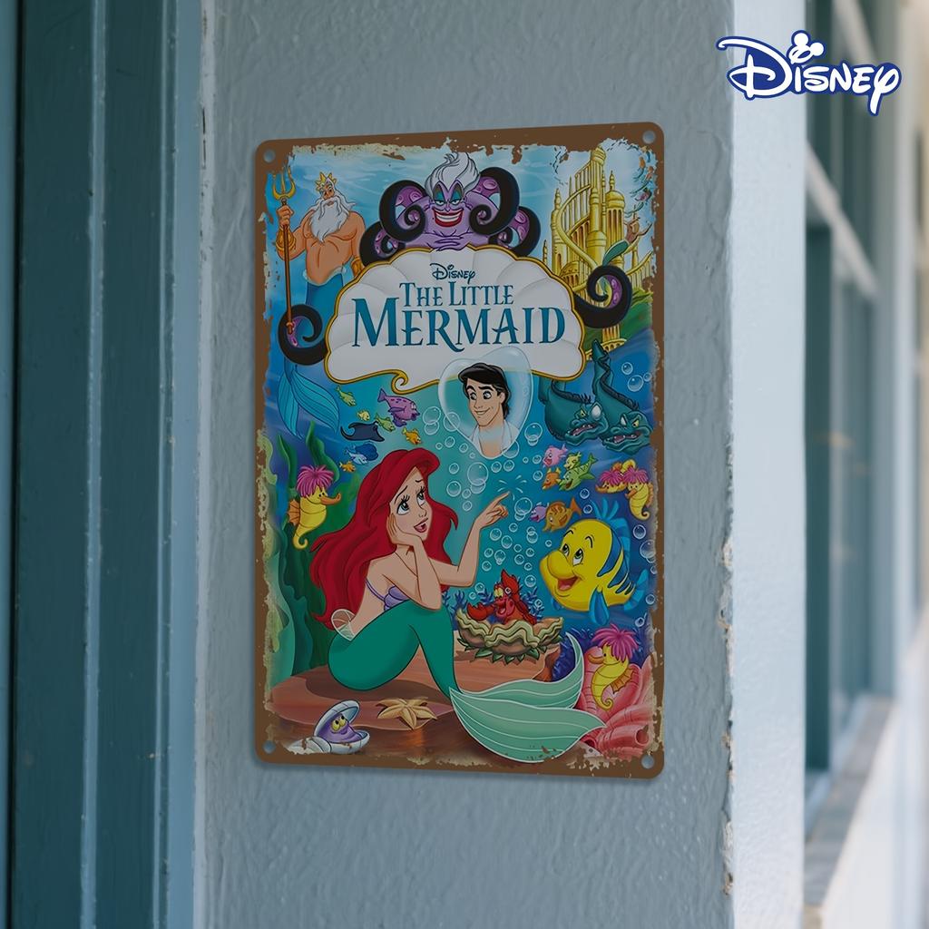 1pc Disney The Little Mermaid Metal Tin Sign - Vintage Underwater Scene with Ariel, 20.32x30.48 Cm Iron Wall Art Decor, Frameles
