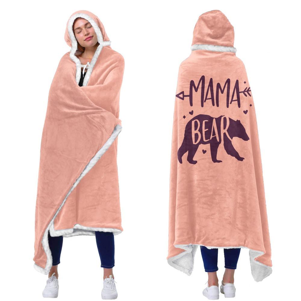 Mama Wearable Blanket Hoodie Double-layer Flannel Air Conditioning Blanket Sherpa Fleece Thicken Nap Blanket Birthday Gifts