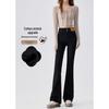 Women's High Waist Slimming Black Micro-Flare Jeans with Velvet – Perfect for Early Spring and Autumn/Winter