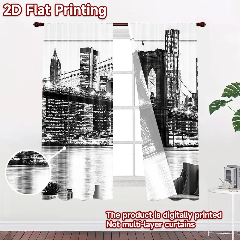 1pc 2D Flat Photography Backdrop Popular Party Backdrop Cityscape Night Bridge 100% Polyester Festive Wall Decor for Holiday