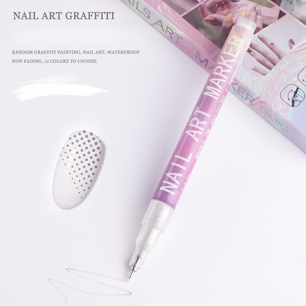 Nail Doodle Pen 12-color Acrylic Paint Pen, Nail Paint DIY Dot Stitching Pen, Precision 3D Doodle Nail Art Pen, Nail Art Pen Set, Quick Drying