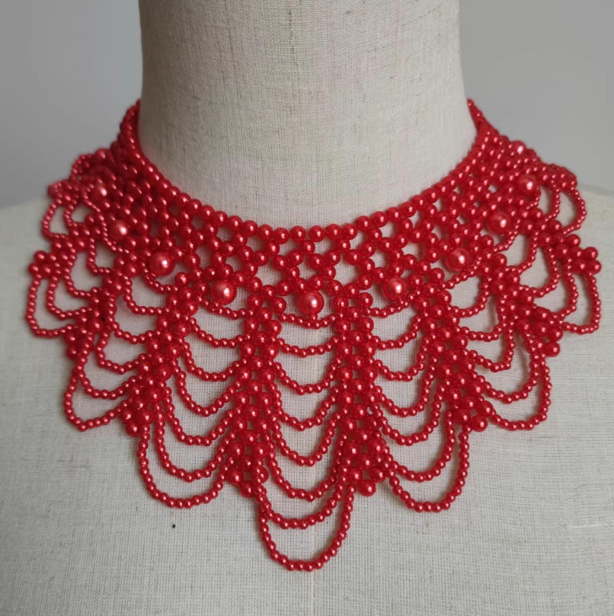 

Faux Round Pearl Layered Fashion Chunky Thick Clavicle Necklace Gothic Multi Layer Pearl Stacked Chain For Bride Women Gifts