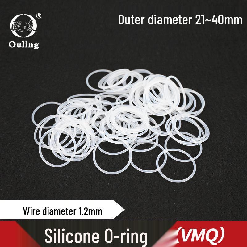 Elastic White Silicone O-ring, OD Options: 21-40mm (1.2mm Thick) 21*1.2mm (5 pcs) White Silicone O-ring