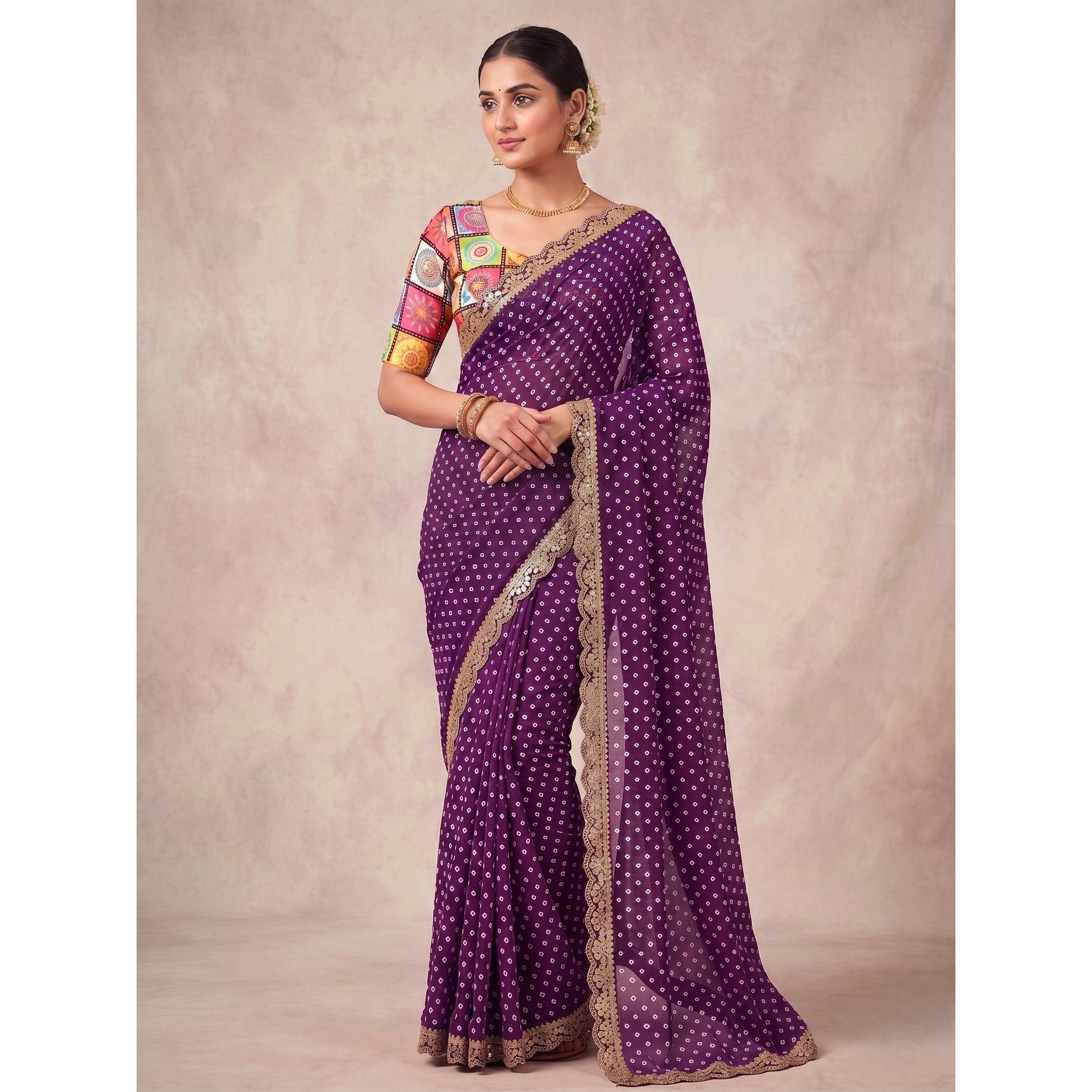 Elegant Soft Georgette Silk Embroidery Saree with Sequins Work