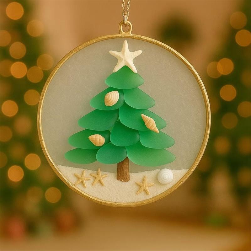 4PCS Durable Acrylic Christmas Hanging Decorations 2D Flat Design Christmas Tree Ornament for Indoor Decoration
