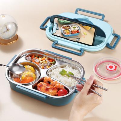 Insulated Lunch Box,4 Grid Insulated Bento Box,Multi Grid High Capacity Food Containers,Leakproof Fast Food Boxfor School Office