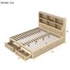 Doppelbett Holzbett 160x200cm, Stauraumbett mit 2 Schubladen und Ablagefach, Funktionsbett mit Lattenrost, Ohne Matratze