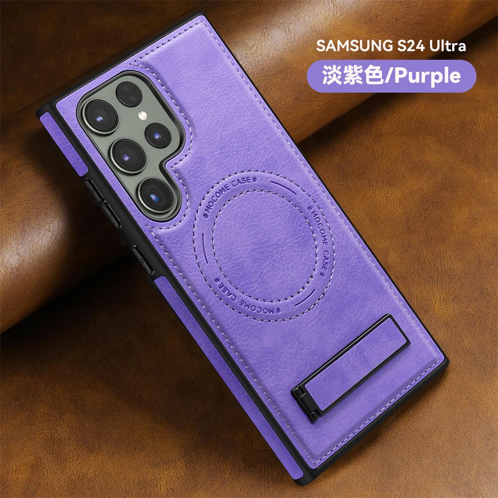 Crystal Shield Leather Case for Samsung S25 EDGE Premium Leather Magnetic Mobile Phone Case S26ultra Invisible Bracket